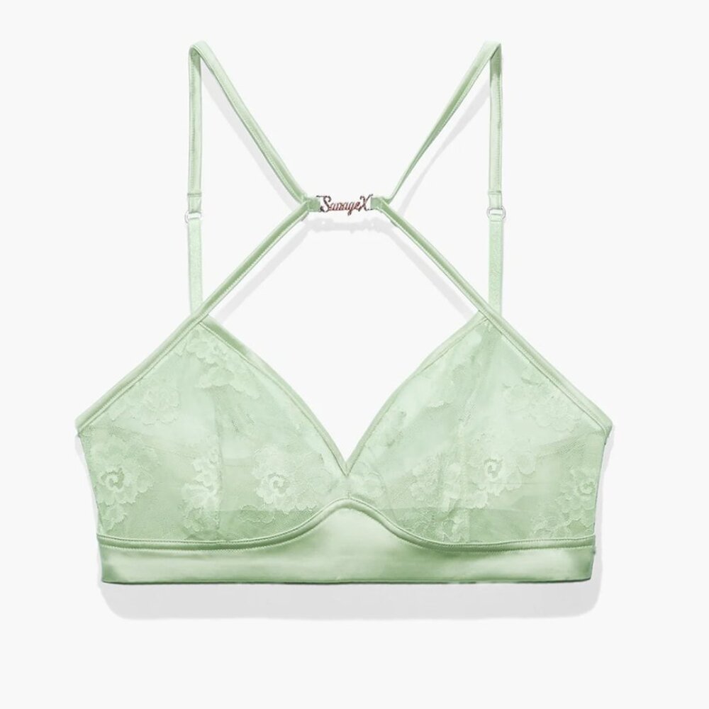 NWT Savage X Fenty Large Strap Up Lace Bralette Mint Hint Green